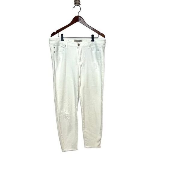 Liverpool Jeans Company Women’s Size 14 Distressed Raw Hem Jeans White Denim - Picture 1 of 11